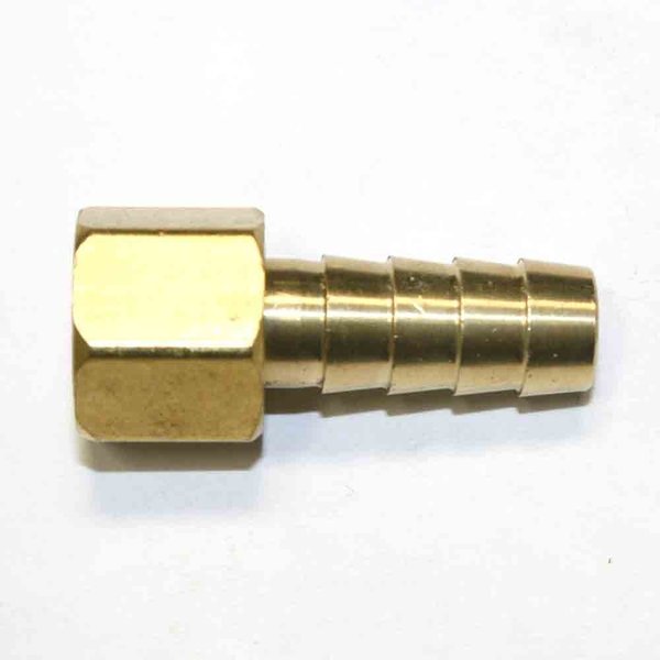 Interstate Pneumatics Brass Hose Fitting, Connector, 3/8 Inch Swivel Barb x 1/4 Inch Female NPT End - 2 Piece FFS246